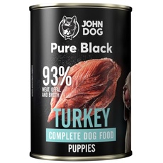 JOHN DOG Pure Black -93% Fleisch - Premium - Welpenfutter - Hypoallergenes - Glutenfrei Nassfutter - 100% Natürliche Zutaten - Hunde Leckerlis - 6 x 400g - (TÜRKEI)