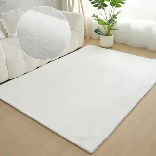 Fellteppich BRUNO BANANI "Rabbit 2, Kunstfell Teppich, Modern" Gr. 35, weiß, B:200cm H:25mm L:290cm, Kunstfaser, Teppiche, Fellteppich, Kaninchenfell-Haptik, sehr weich, Wohnzimmer, Schlafzimmer, Esszimmer