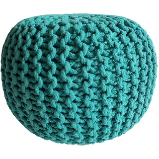 kreatives Wohnen Pouf Ø 45 cm Sitzpouf Sitzpuff Grobstrick-Optik Pouf Strick Bodenkissen Höhe 30 cm grün Strickhocker