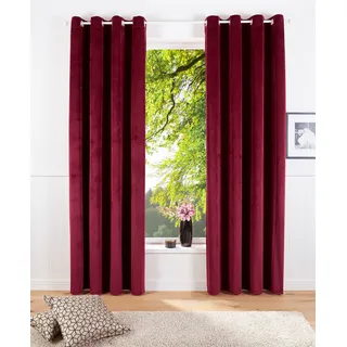OTTO home Vorhang "Velvet Uni" Ösen 2 Stk. tlg. Blickdichter Samt, 2-er Set, edel, Gardine, multifunktional, rot