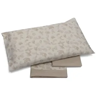 Foppapedretti Nacht & Natur Bettwäsche-Set für Einzelbett, 1P, Oberlaken, Spannbettlaken und Kissenbezug; Blätter Sand, 100% Baumwolle, hergestellt in Italien
