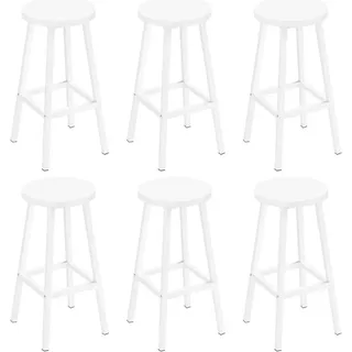 Klihome Barhocker rund, mit Metallgestell, Fußstütze, für Bar Kücheninsel Esszimmer, Weiß - Weiß