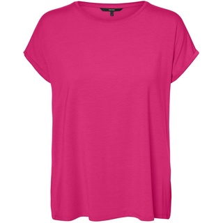 Vero Moda Damen Einfarbiges Stretch T-Shirt Basic Rundhals Top Oberteil Tief Angesetzte Schultern VMAVA PLAIN Regular Fit Rosa Braun 10284468