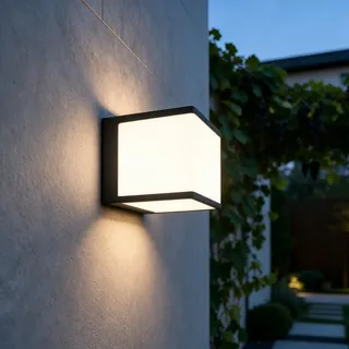 LUTEC LED Außenwandleuchte LUEC Doblo, Eckige Aluminium Wandlampe Anthrazit, 19,1W 1500lm 4000K, IP54 wetterfest für Außenbereich