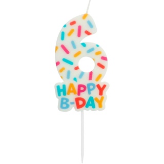 Folat 24116 Kuchen Kerze Cozy Sprinkles Ziffer/Zahl 6-7 cm Geburtstagskerzen für Geburtstag, Geburtstagsdeko, für Kinder Partys, Hochzeiten, Firmenfeiern, Jubiläen, Mehrfarbig, 7 cm