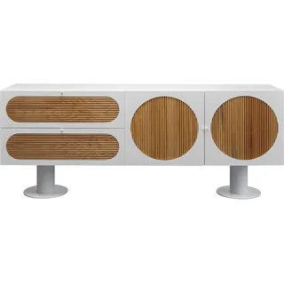 Kare Design Sideboard Atomic, Weiß, Eicheholz, futuristisch, Lowboard, Zwei Schubladen, Aufbewahrung, Wohnzimmer, 76x183x40 cm (H/B/T)