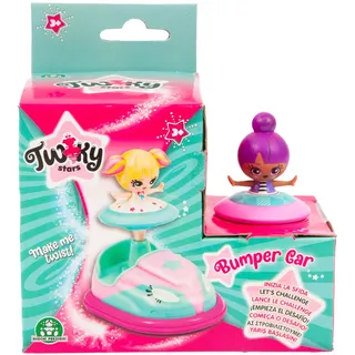 TWIKY - Girls in Action, Ballerina-Kreisel mit Stoßauto, Mini-Tänzerin mit violettem Haar, inklusive einem Spinner, der Ihren Kreisel dreht, für Mädchen ab 3 Jahren, Famosa (TWK01100)