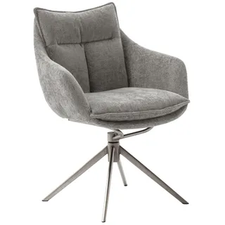MCA PARKER 4 Fuß Stuhl mit Armlehnen Edelstahl/Stoffbezug 360° drehbar