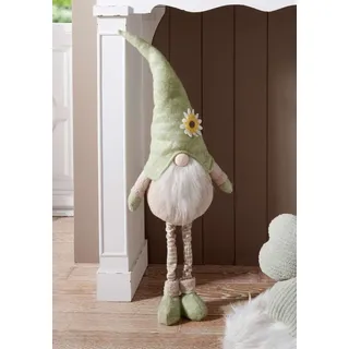 Dekowichtel "Blumenmütze" mit Teleskop-Beinen, max. 97 cm hoch, Wichtel | Frühlingswichtel stehend, Dekofigur Frühling