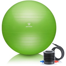 BODYMATE Gymnastikball Sitzball Trainingsball mit GRATIS E-Book inkl. Luft-Pumpe, Ball für Fitness, Yoga, Gymnastik, Core Training, für starken Rücken als Büro-Stuhl Lime-Green 75cm