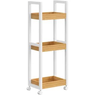 Songmics BCB083N02 Aufbewahrungsschrank für Badezimmer Weiß, Holz