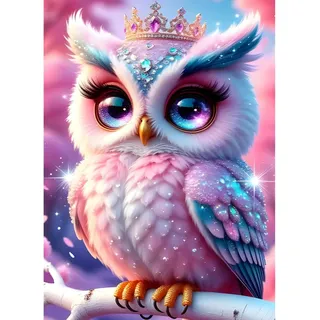 XWDYBDP DIY Diamond Painting Owl Princess, 5D Luxury Diamond Painting for Adults Beginners Fantasy Diamond Embroidery DIY Full Drill Cartoon Diamonds Art Home Wall Decoration 30x40 cm