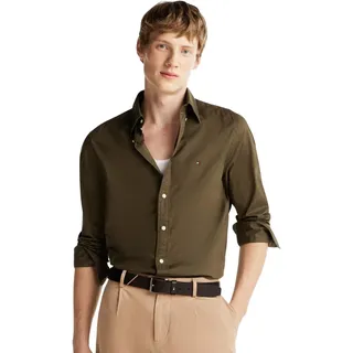 Tommy Hilfiger Herren, Hemd Flex Poplin Solid regular fit grün (army Green), L,