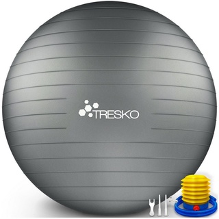 TRESKO Gymnastikball mit Pumpe, grau