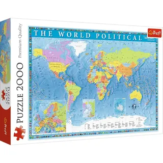 Trefl - Puzzle 2000 Teile, Politische Weltkarte, Klassische Puzzles | Für Kinder und Erwachsene ab 14 Jahren, hochwertige, kreative Unterhaltung, präzise passende Teile