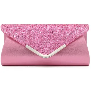 CORIOS Damen Clutch Tasche Envelope Abendtasche Pailletten Henkeltasche Glitzer Hochzeit Brautbörse Glänzend Umhängetasche Elegante Schultertasche für Hochzeit Abschlussball Bankett-Party Rosa