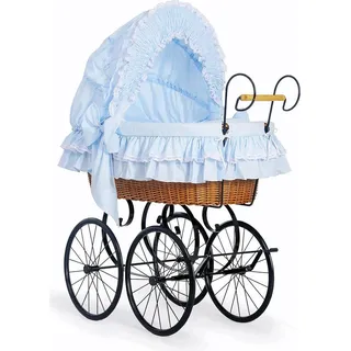 Retro-Kinderbett aus Korbgeflecht – Vintage-Kinderbett – verstellbares Verdeck für Komfort und Stil