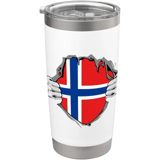 Norwegen Truhe Norwegische Flagge Norwegischer Stolz Norwegische Wurzeln Doppelwandiger Edelstahl-Thermobecher