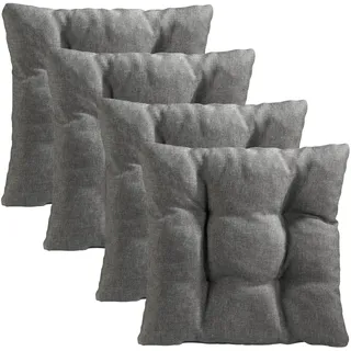 Traumnacht Stuhlkissen Cozy 4er Set, Bequeme Sitzkissen für Gartenstuhl, Küche oder Esszimmer, Indoor u. Outdoor, 38 x 38 x 6 cm, hellgrau