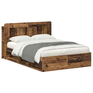 vidaXL Bettgestell mit Stauraum Altholz 140 x 190 cm Holzwerkstoff - Braun
