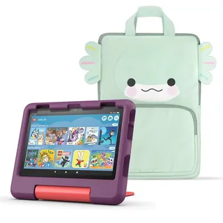 Amazon Fire HD 8 Kids-Tablet (Neueste Generation), für Kinder von 3-7 J. | 13 Std. Akkulaufzeit, 32 GB, violett (2024) + Tragetasche für Amazon Kids-Tablets