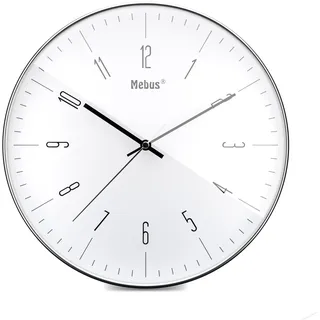 MEBUS Designer Quarz-Wanduhr 30 cm 18950 Chrome/Silber