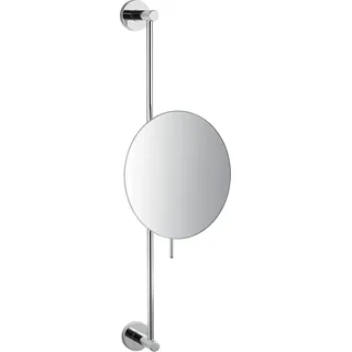 DEUSENFELD KST10C - Wand Kosmetikspiegel an Stange, höhenverstellbar, Ø20cm, 10-fach Vergrößerung, 55cm, Stangengleiter, Messing verchromt - Silber