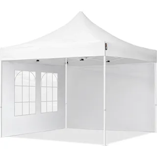TOOLPORT Faltpavillon 3 x 3 m inkl. 2 Seitenteile Weiß