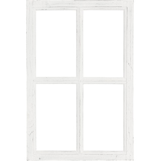 Nostalgie Holz Deko Fenster weiß gewischt 40 x 2 x 60 cm