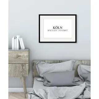 Bild QUEENCE "KÖLN", weiß (farbe rahmen: schwarz, farbe bild(er): weiß), B:50cm H:40cm, Acrylglas, Holz, Papier, Bilder, Bild, HD Premium Poster-Druck inkl. Holzrahmen