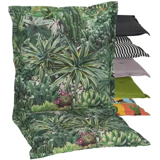 Beo Gartenstuhlauflage Niedriglehner Waschbar Nizza | Made in EU Premium-Qualität | UV-beständige Niedriglehner Auflagen | Atmungsaktive Stuhlauflage Niedriglehner mit Kaktus-Muster in Grün