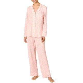 Amazon Essentials Damen Pyjama-Set aus elastischem Modal mit langärmeligem Oberteil mit Knopfleiste vorn und Langer Hose