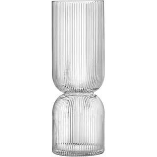 Navaris Glasvase geriffelt groß - 35x14x14cm - Blumenvase Glas minimalistisch Skandinavischer Stil - Vase Glas für Blumenarrangements Deko Wohnzimmer - runde Vase mit Rillen