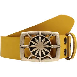 Ledergürtel RETTUNGSRING GÜRTEL, Damen, Gr. 100, gelb, Leder, unifarben, Gürtel Ledergürtel, mit austauschbarer Schließe »Rechteck Sonne«