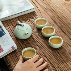 Japanisches Teeservice, Kung-Fu-Teeservice mit Teekanne, 4 Teetassen, niedliches Tee-Set für Erwachsene, Frauen, Herren-Geschenke (hellgrün)
