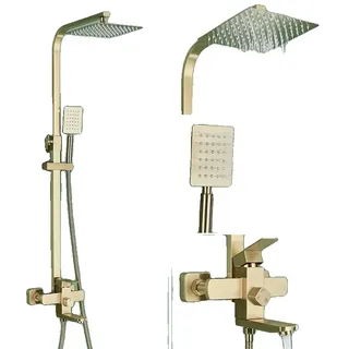 Badezimmer Duscharmatur-Set, Einhandsteuerung, polierte oder gebürstete Goldoberfläche, zeitgemäßes Design , Matte Gold 8-I - Mattgold 8-I