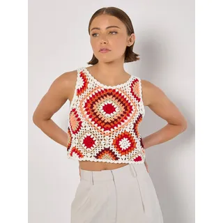 Apricot Crop-Top "Diamond Crochet Crop Weste" in Cop-Länge, rot