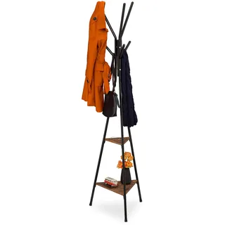 Relaxdays Garderobenständer 181,5 x 50 x 43 cm Schwarz/Braun