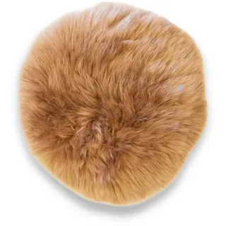 Leibersperger Felle Lammfell Sitzkissen rund Ø 40cm – Echtes Merino Lammfell – rutschfest – Gemütlich und wärmend – Optischer hingucker – Lange Haltbarkeit (Hellbraun)
