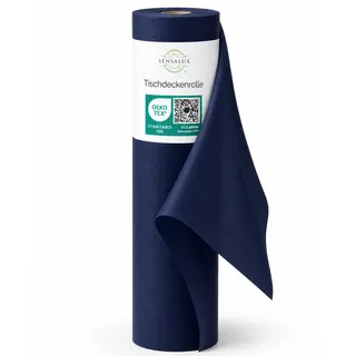 Sensalux Tischdeckenrolle Vlies 1,18 x 25 m Dunkelblau, 80 g/m2 | abwaschbar, wasserabweisend, stoffähnlich, Tischdecke Rolle, OEKO-TEX, Party, Hochzeit, Catering, Event