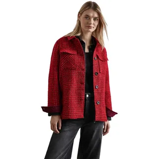 STREET ONE Damen A212326 Karierte Bouclé Jacke, Infernal red, 36