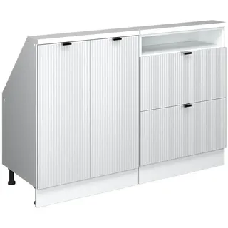 Vicco Küchenschrank FÜR Dachschrägen R-Line Weiß Riffel 120 cm 2er Set , Weiß, Weiß , Holzwerkstoff , Rechteckig , 120x83.8x46 cm , Küchen, Küchenmöbel, Küchenschränke, Küchenunterschränke
