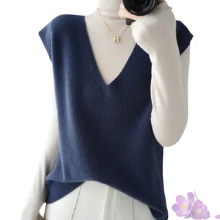 GDKRTNAJ Herbst/Winter Damen Strickweste aus Kaschmir, leichte, ärmellose Pulloverweste, Basic-Weste, lockere Oberteile