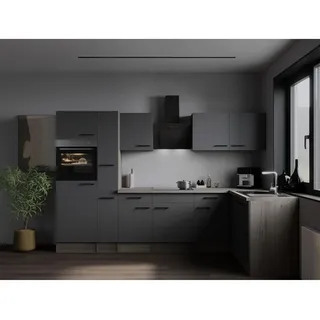 Respekta Winkelküche L-Form 310 x 172 cm Eiche grau