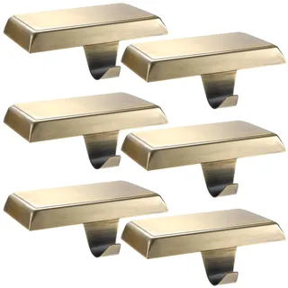 Sunshane Weihnachtsstrumpfhalter Kaminstrumpf Kleiderbügel Haken Kaminsims Metall Hängeschoss für Xmas Party Dekorationen (Bronze, 6)