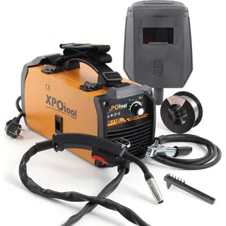 XPOtool MIG100 Inverter Fülldraht Schweißgerät ohne Gas, Schweissgerät mit Drahtvorschub, Flux Fülldraht und IGBT, inklusive Zubehör