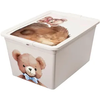 My Baby Lou Spielzeugbox , Beige , Kunststoff , Bär , 36x25x48.5 cm , Made in Europe , Deckel , Babymöbel & Kindermöbel, Babyzimmer, Spielzeugkisten