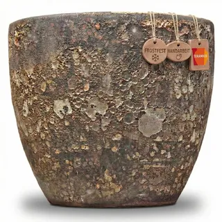 Teramico Pflanzgefäß Keramik rund frostfest (Lava Braun, 29cm x 23cm) | Runder Premium Blumentopf in echter Handarbeit. In vielen Größen & Farben ideal für Garten und Balkon kombinierbar.