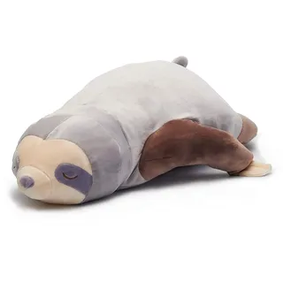 Nuffeldöns Faultier Kissen Kuscheltier Nackenkissen Stillkissen Schwangerschaftskissen für Kinder Stofftier sehr weich und flauschig (Grau, 80)