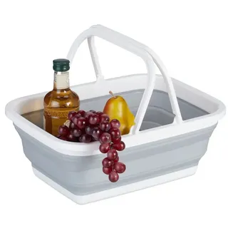 Relaxdays Faltkorb mit Henkel 15,5 x 38,5 x 28,5 cm grau/weiß